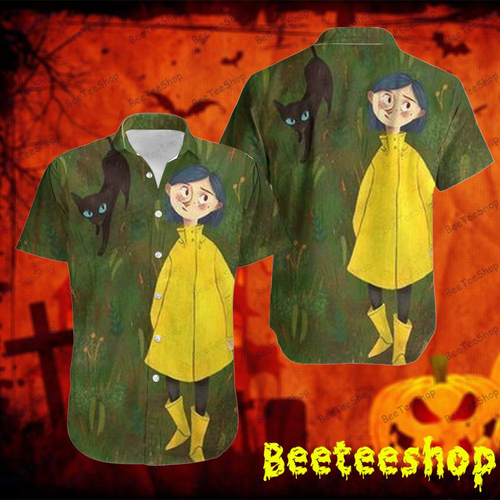 Black Cat And Coraline Jones Halloween Beeteeshop Hawaii Shirt