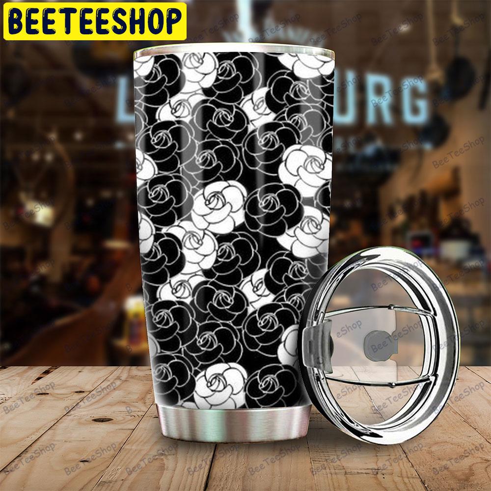 Black White Flower Chanel Beeteeshop Tumbler