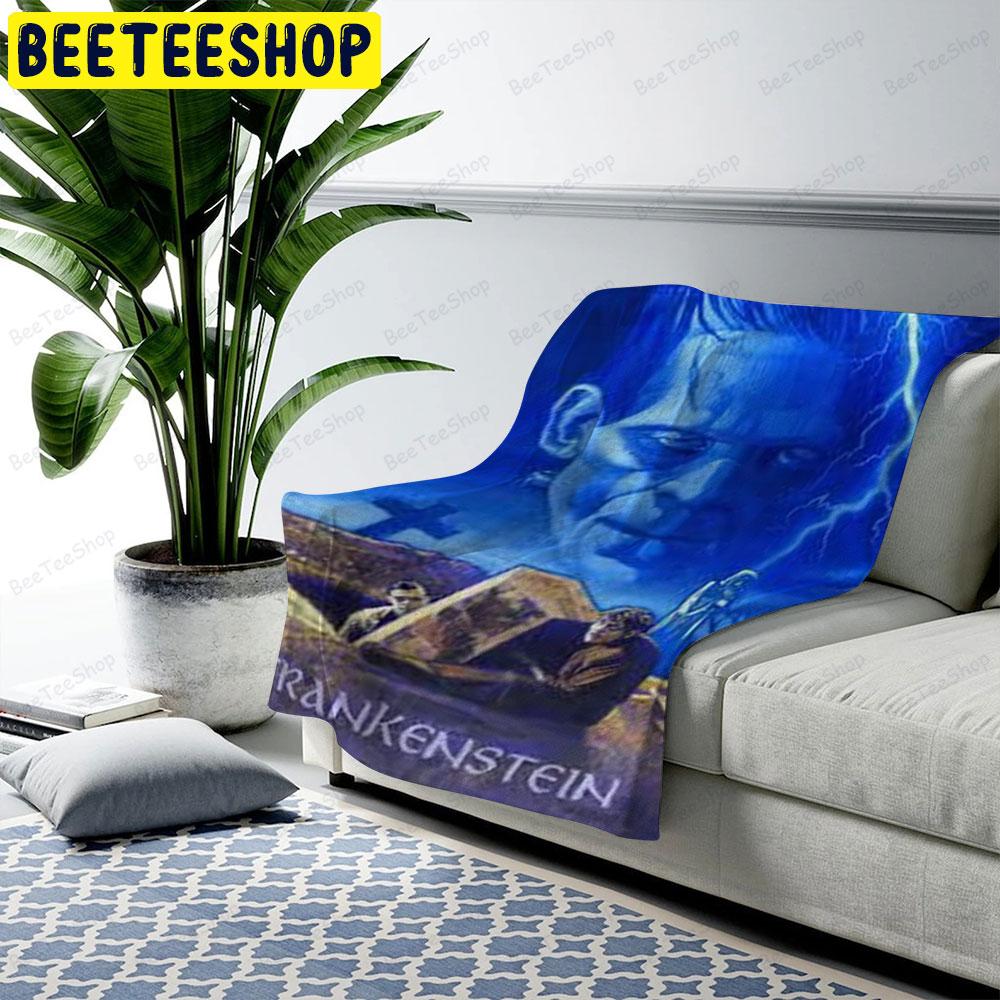 Blue Monster Frankenstein Halloween Beeteeshop US Cozy Blanket