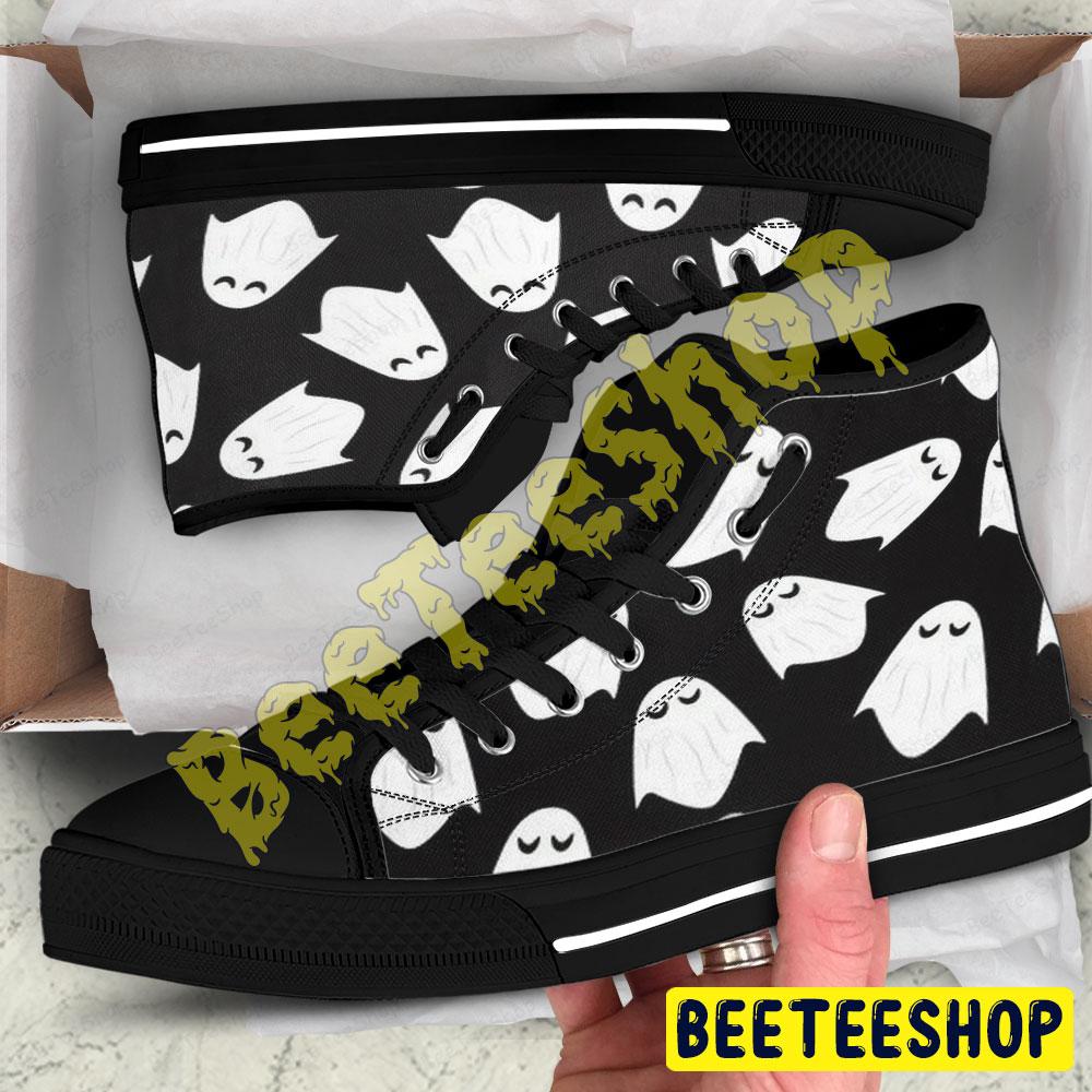 Boos Halloween Pattern 053 Beeteeshop Adults High Top Canvas Shoes