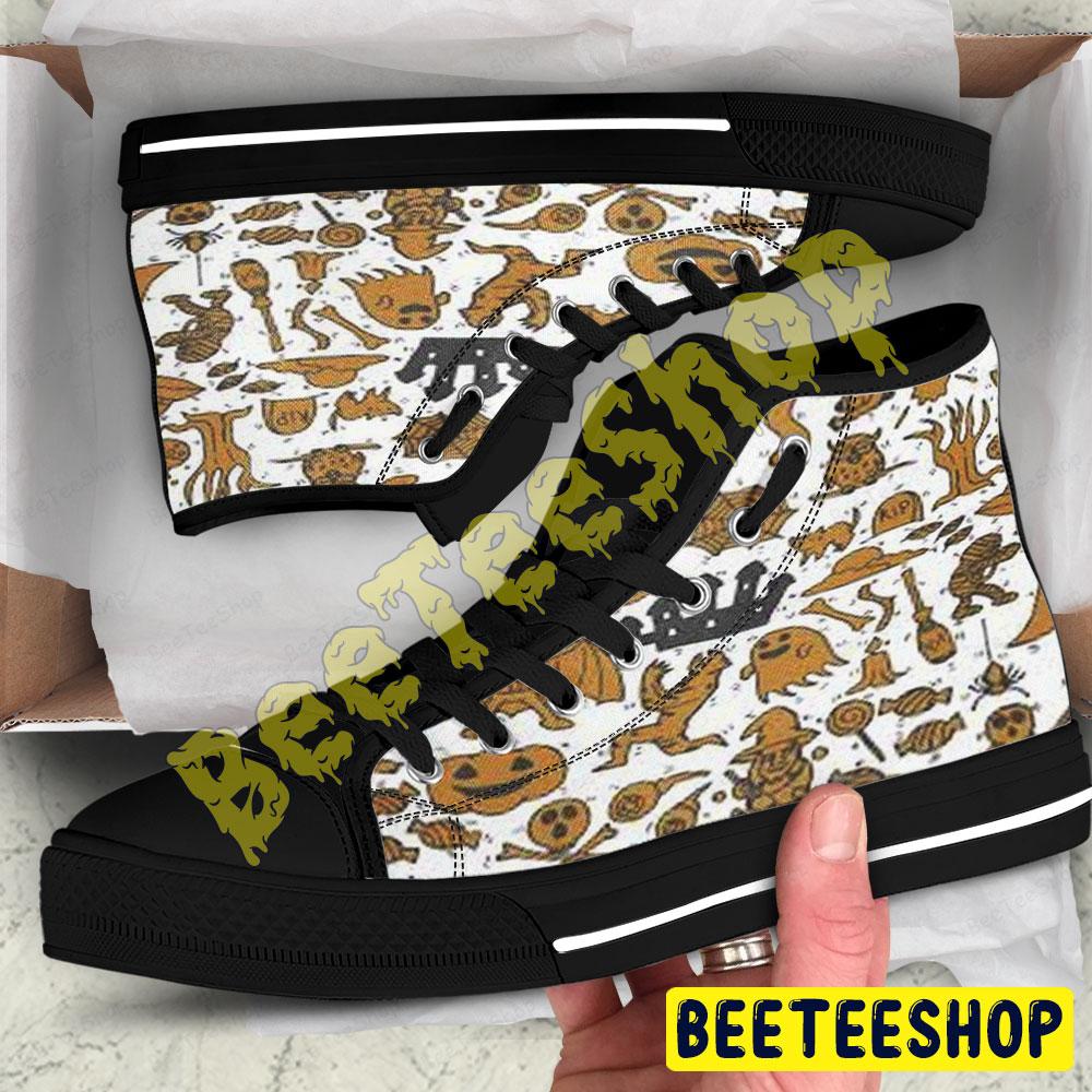 Boos Halloween Pattern 139 Beeteeshop Adults High Top Canvas Shoes