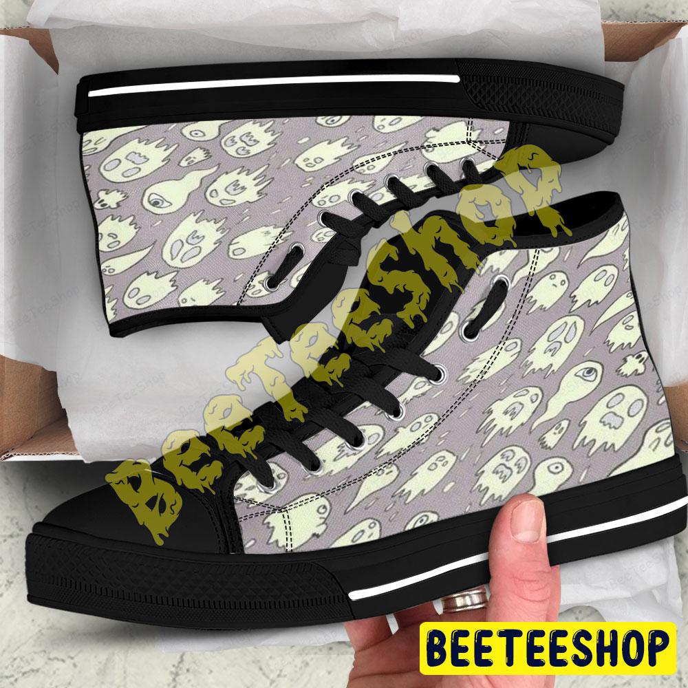 Boos Halloween Pattern 337 Beeteeshop Adults High Top Canvas Shoes
