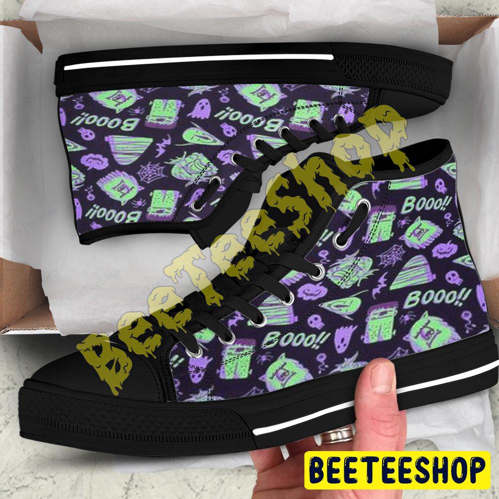 Cats Boos Halloween Pattern 2 Beeteeshop Adults High Top Canvas Shoes