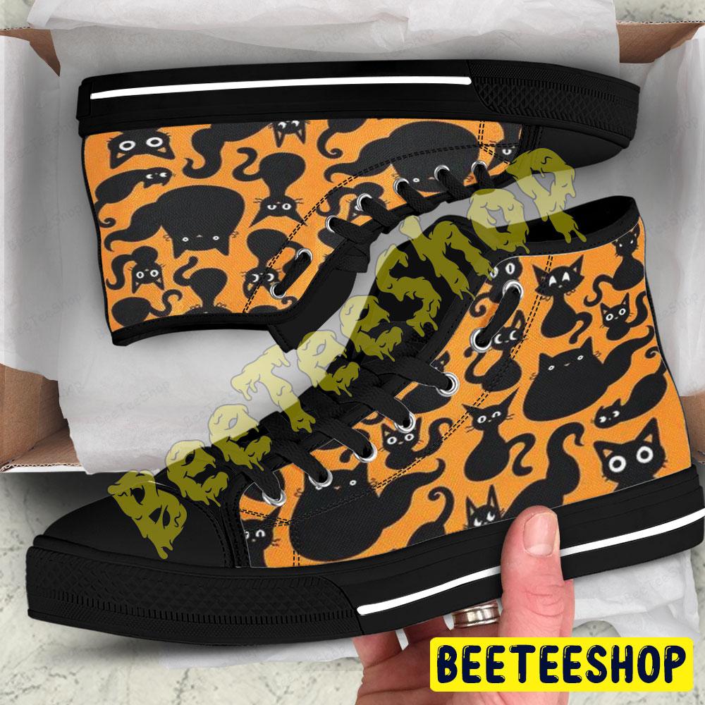 Cats Halloween Pattern 003 Beeteeshop Adults High Top Canvas Shoes