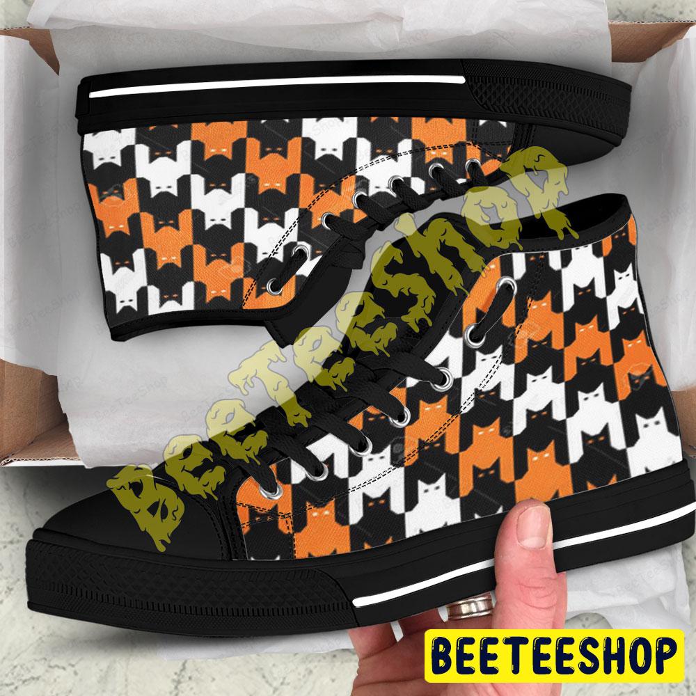 Cats Halloween Pattern 034 Beeteeshop Adults High Top Canvas Shoes