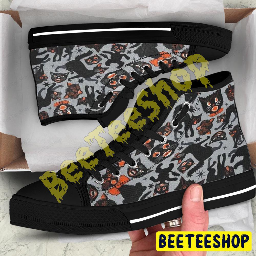 Cats Halloween Pattern 130 Beeteeshop Adults High Top Canvas Shoes