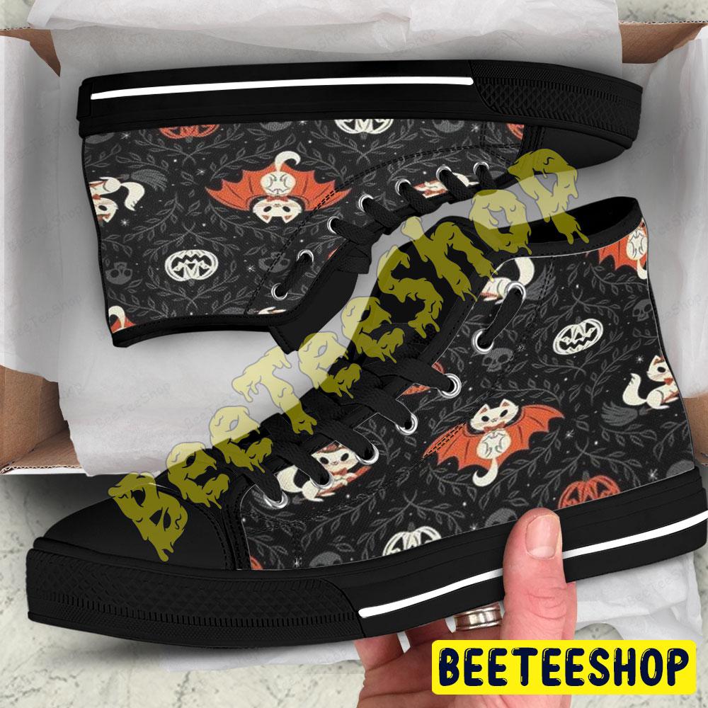 Cats Pumpkins Halloween Pattern 055 Beeteeshop Adults High Top Canvas Shoes