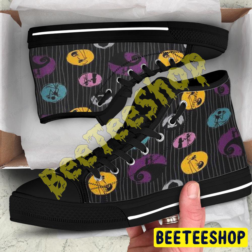 Color Circle Jack The Nightmare Before Christmas Halloween Beeteeshop Adults High Top Canvas Shoes