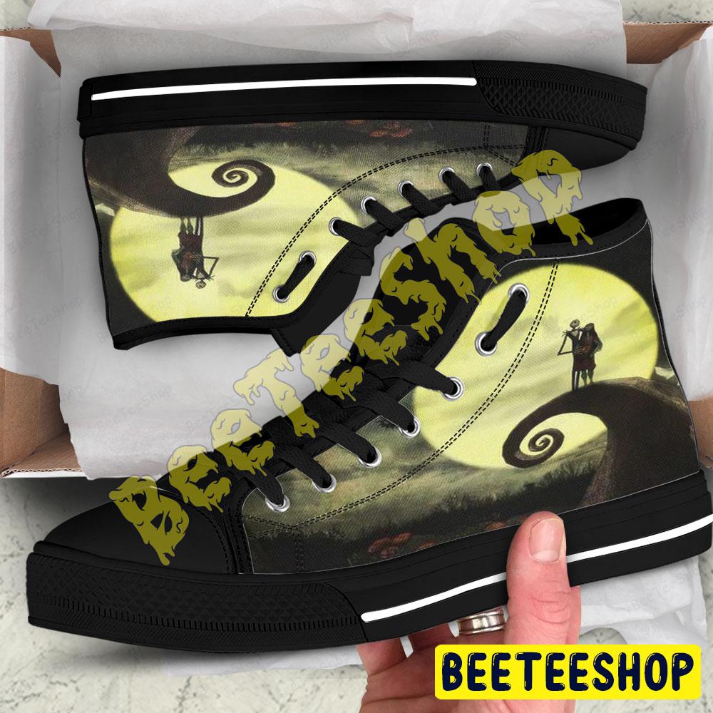 Couple Moon The Nightmare Before Christmas Movie Halloween Beeteeshop Adults High Top Canvas Shoes