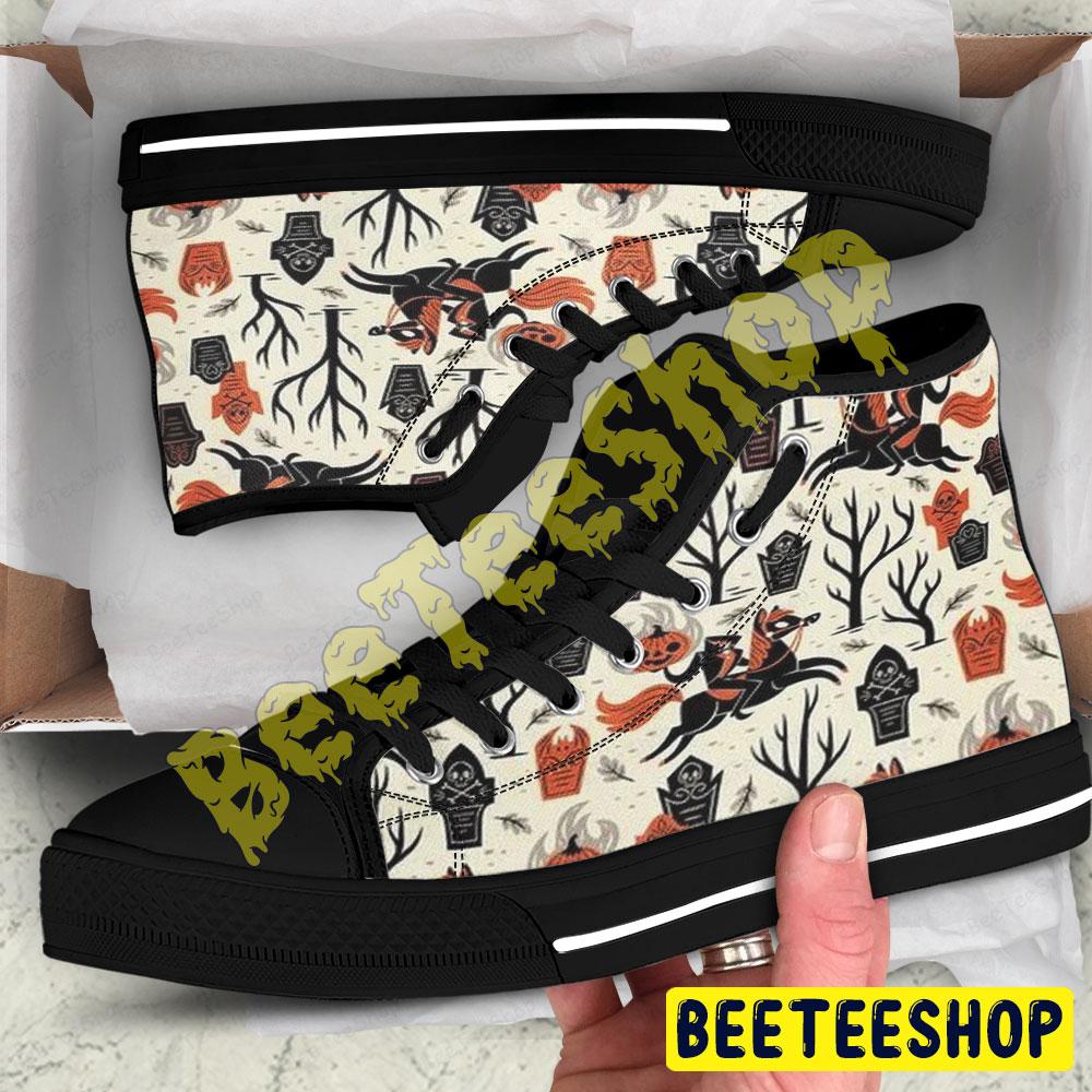 Halloween Pattern 041 Beeteeshop Adults High Top Canvas Shoes