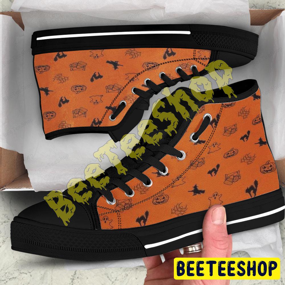 Halloween Pattern 054 Beeteeshop Adults High Top Canvas Shoes