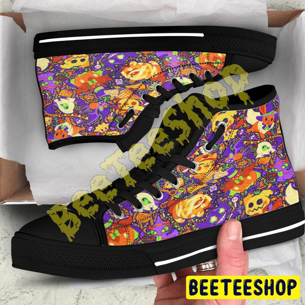 Halloween Pattern 105 Beeteeshop Adults High Top Canvas Shoes