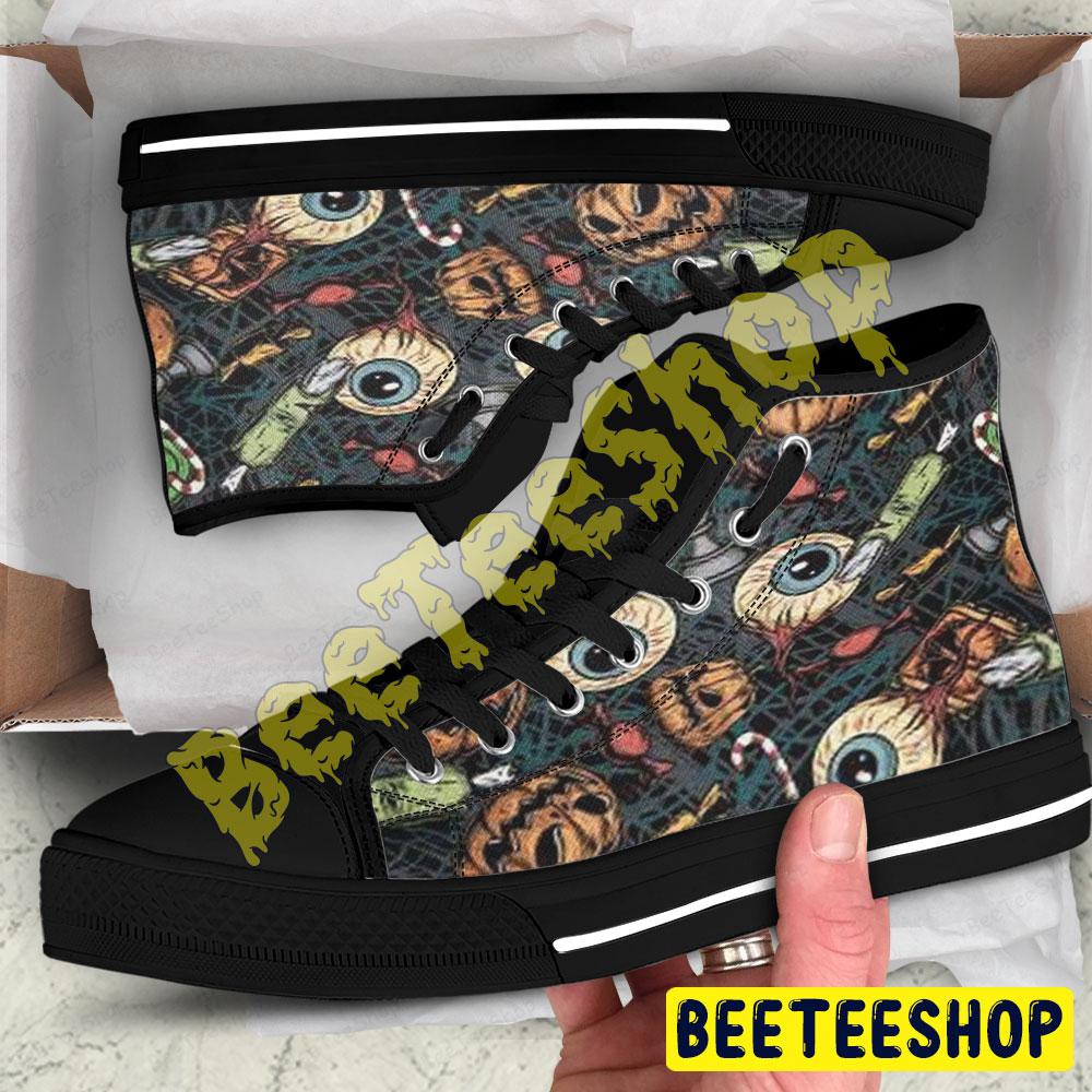 Halloween Pattern 130 Beeteeshop Adults High Top Canvas Shoes