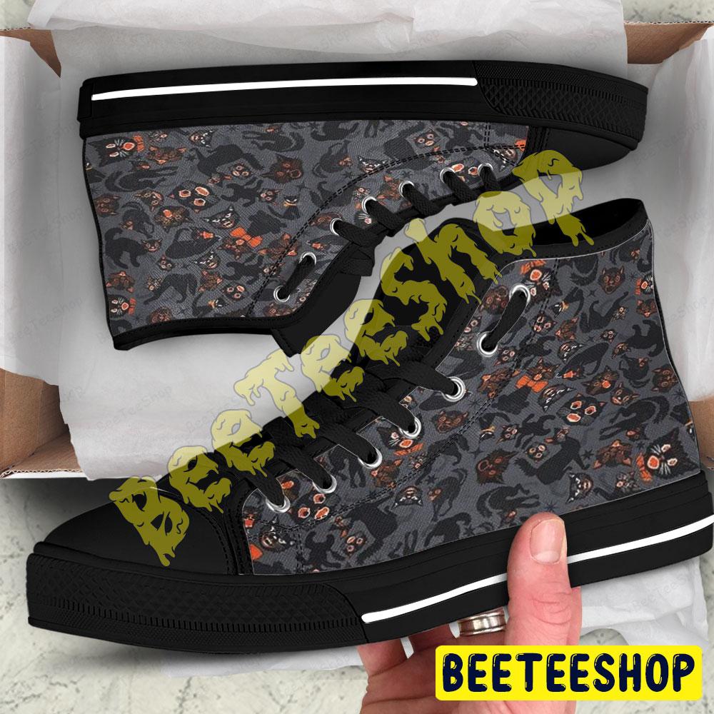 Halloween Pattern 220 Beeteeshop Adults High Top Canvas Shoes