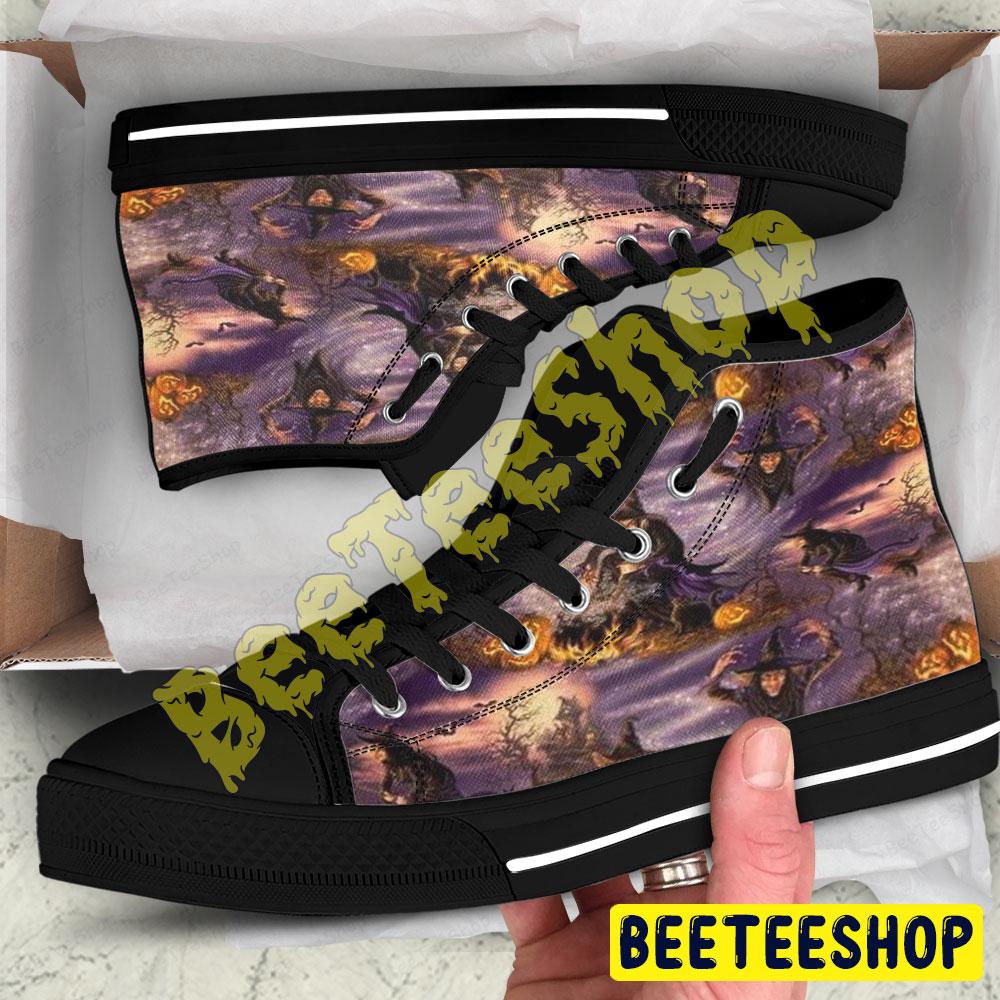 Halloween Pattern 305 Beeteeshop Adults High Top Canvas Shoes