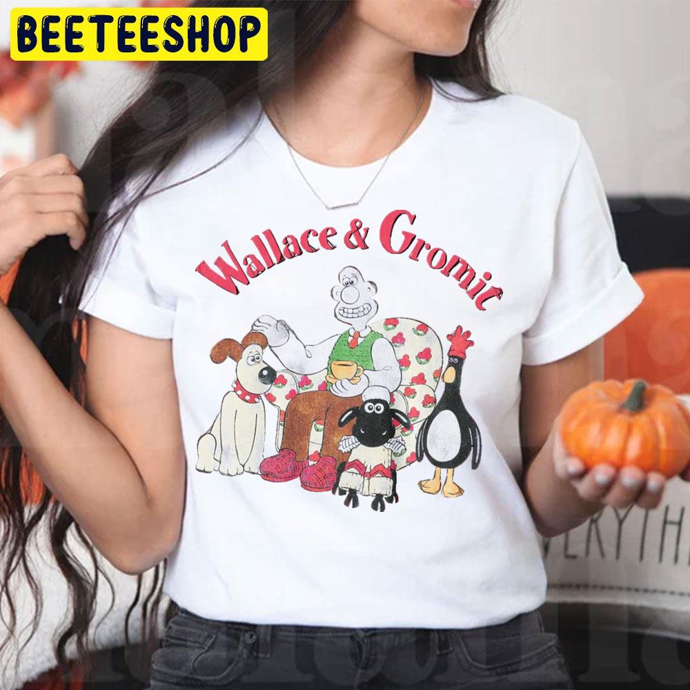 Home Scene Grey Marl Wallace & Gromit The Curse Of The Were-Rabbit Halloween Beeteeshop Trending Unisex T-Shirt