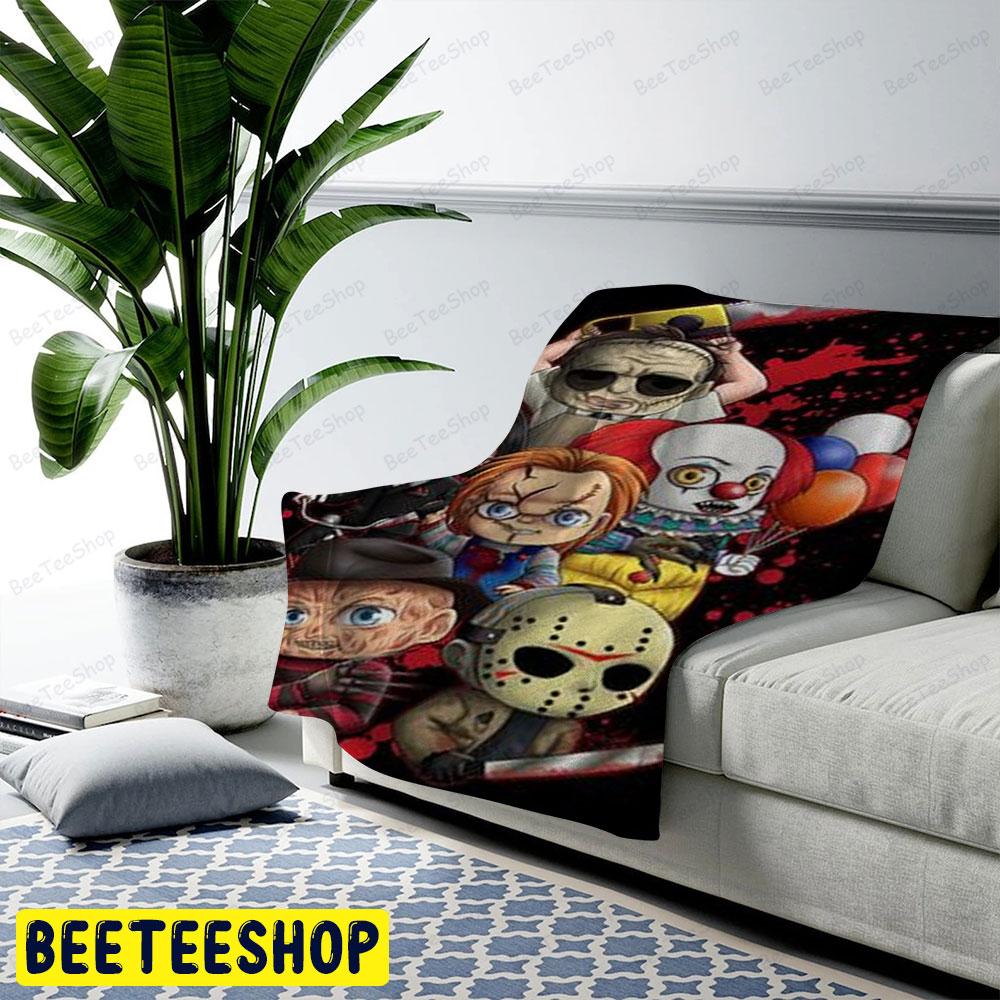 Horror Characters Halloween Pattern Beeteeshop US Cozy Blanket