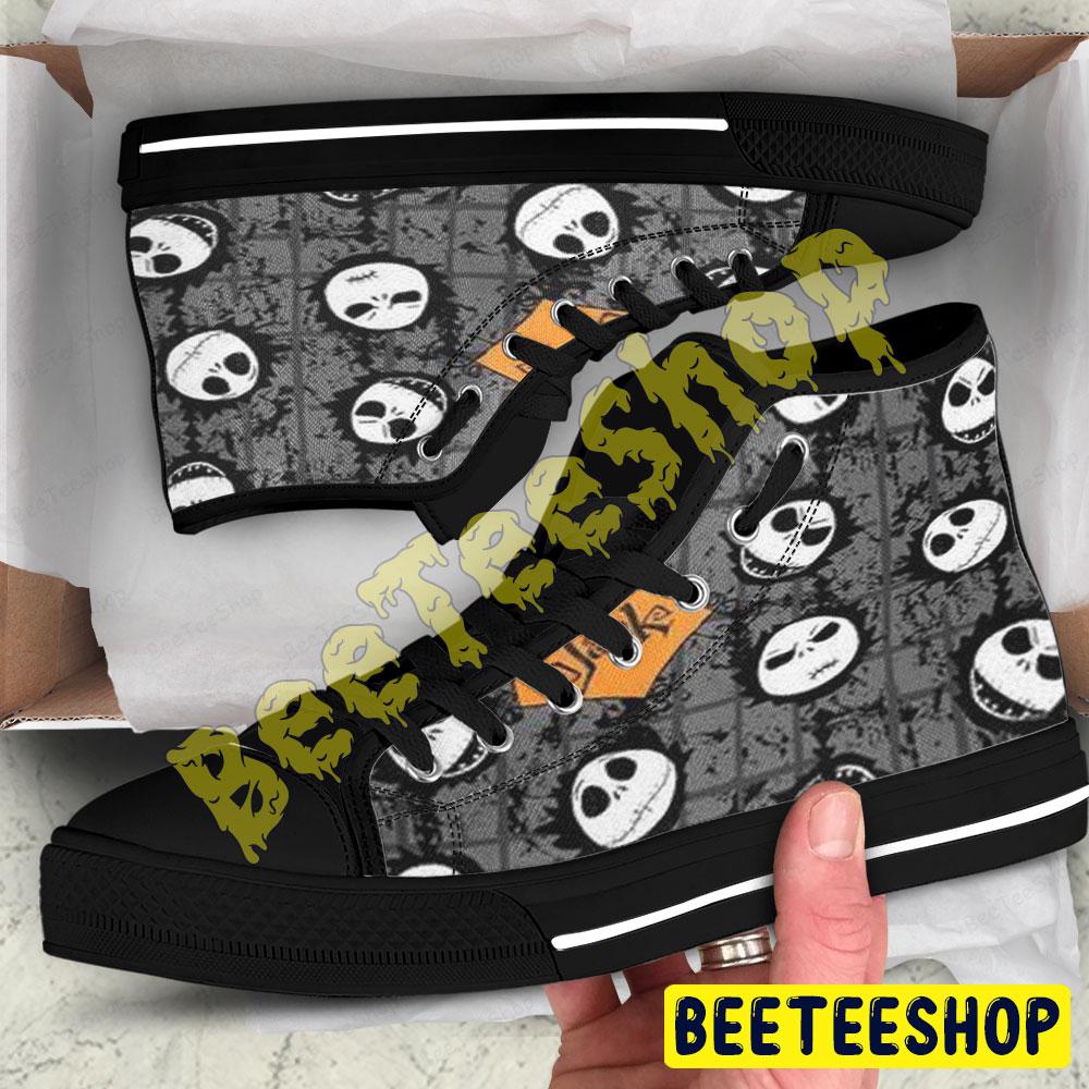 Ink Face Jack The Nightmare Before Christmas Halloween Beeteeshop Adults High Top Canvas Shoes