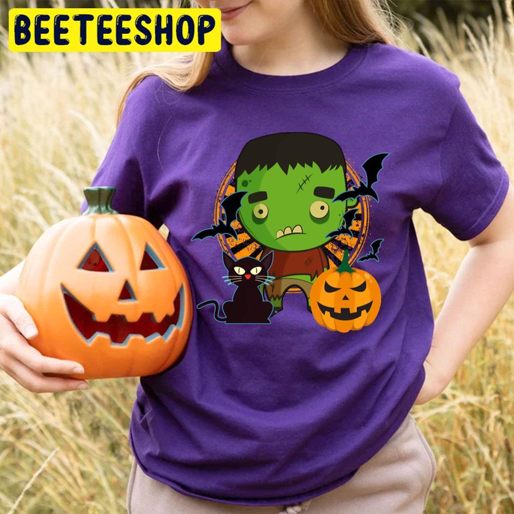 Monster Cat Pumpkin Bats Halloween Frankenstein Beeteeshop Trending Unisex T-Shirt