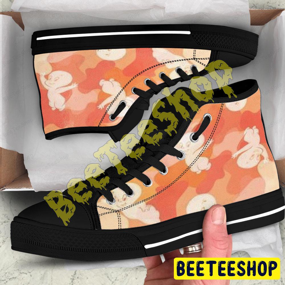 Orange Art Casper Halloween Beeteeshop Adults High Top Canvas Shoes