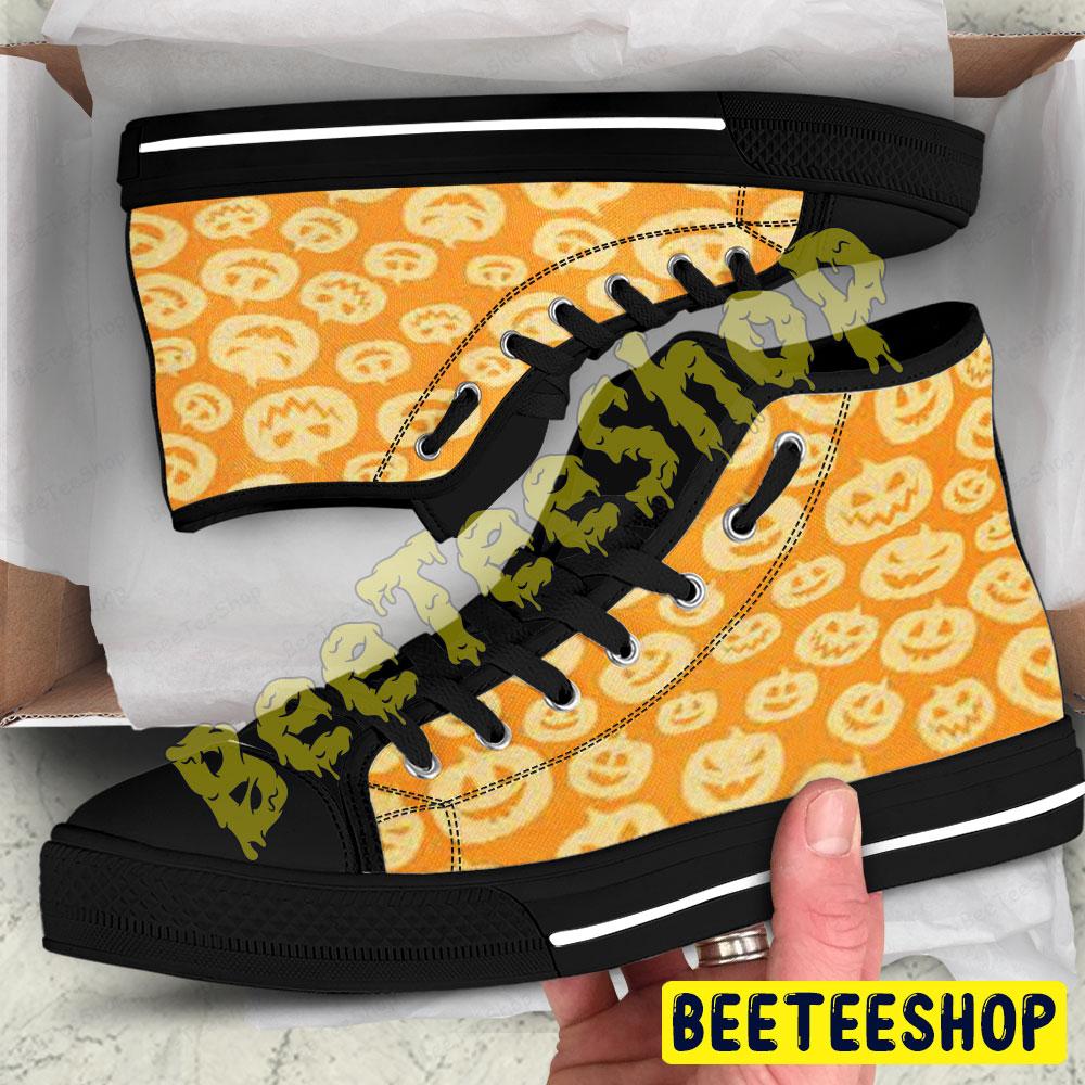 Pumpkins Halloween Pattern 012 Beeteeshop Adults High Top Canvas Shoes