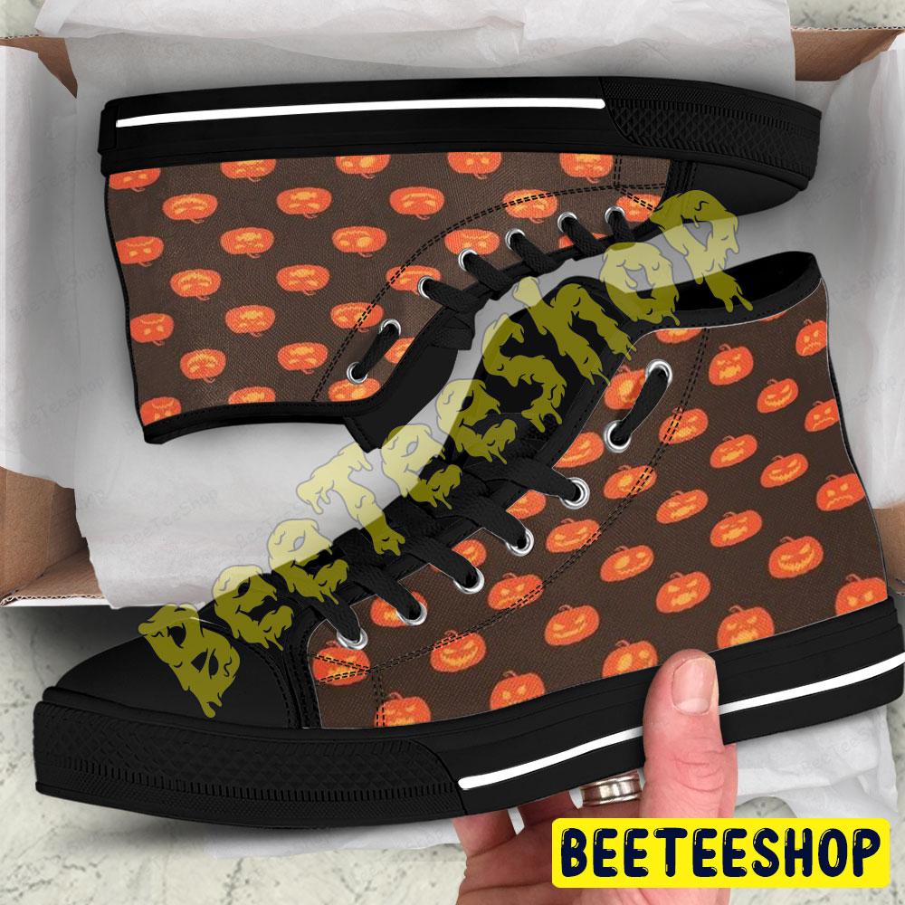 Pumpkins Halloween Pattern 023 Beeteeshop Adults High Top Canvas Shoes