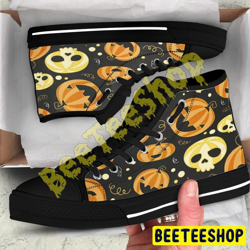 Pumpkins Halloween Pattern 027 Beeteeshop Adults High Top Canvas Shoes