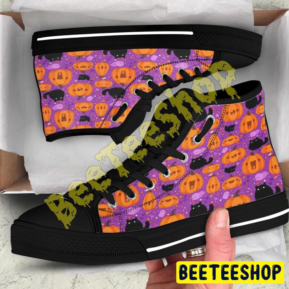 Pumpkins Halloween Pattern 034 Beeteeshop Adults High Top Canvas Shoes