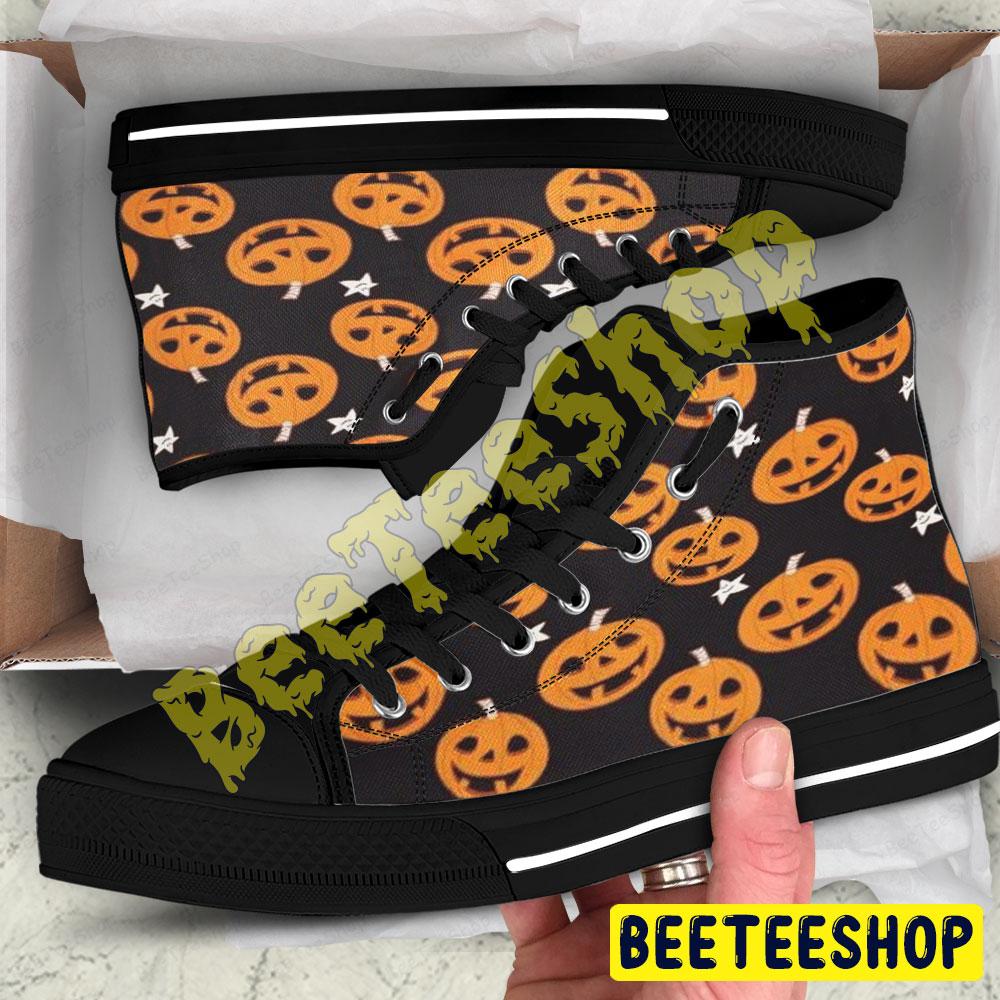 Pumpkins Halloween Pattern 065 Beeteeshop Adults High Top Canvas Shoes