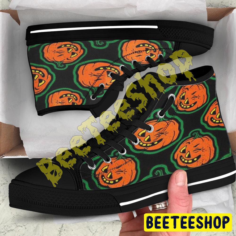 Pumpkins Halloween Pattern 08 Beeteeshop Adults High Top Canvas Shoes