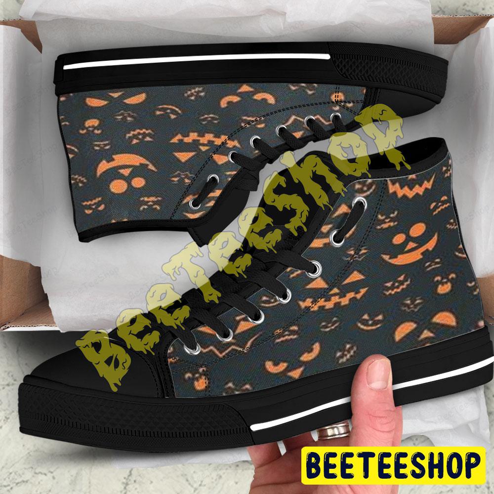 Pumpkins Halloween Pattern 093 Beeteeshop Adults High Top Canvas Shoes