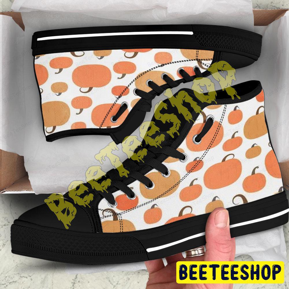 Pumpkins Halloween Pattern 097 Beeteeshop Adults High Top Canvas Shoes