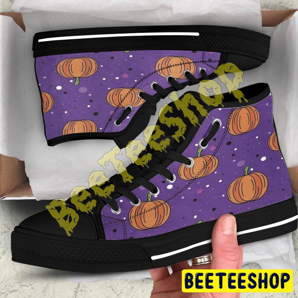 Pumpkins Halloween Pattern 117 Beeteeshop Adults High Top Canvas Shoes