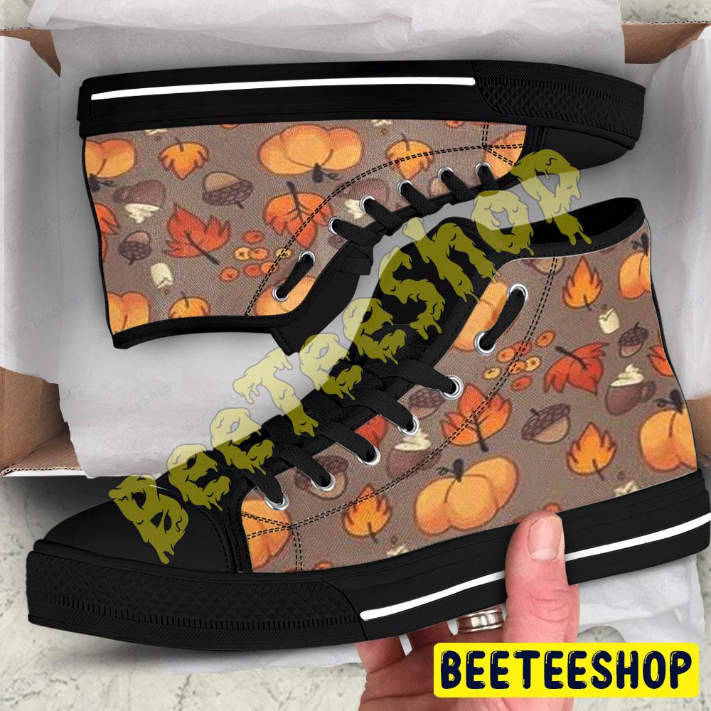 Pumpkins Halloween Pattern 119 Beeteeshop Adults High Top Canvas Shoes