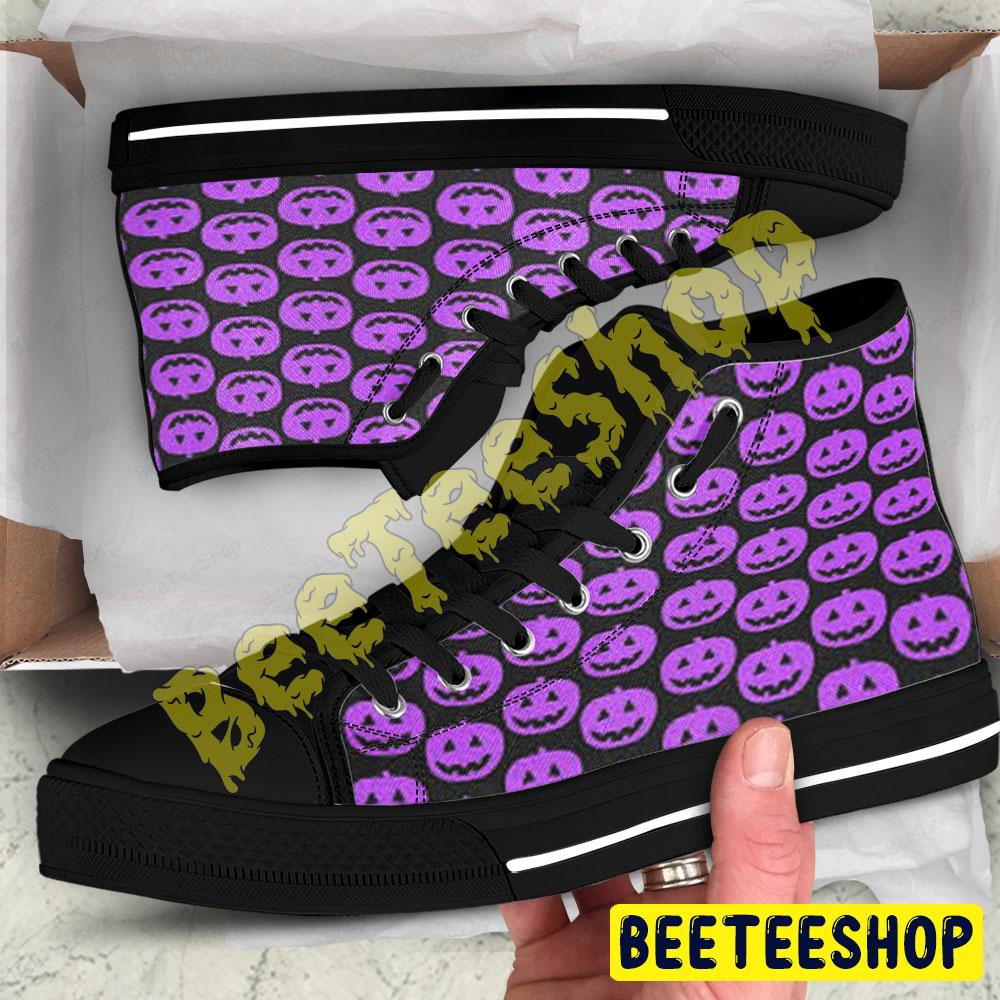 Pumpkins Halloween Pattern 137 Beeteeshop Adults High Top Canvas Shoes