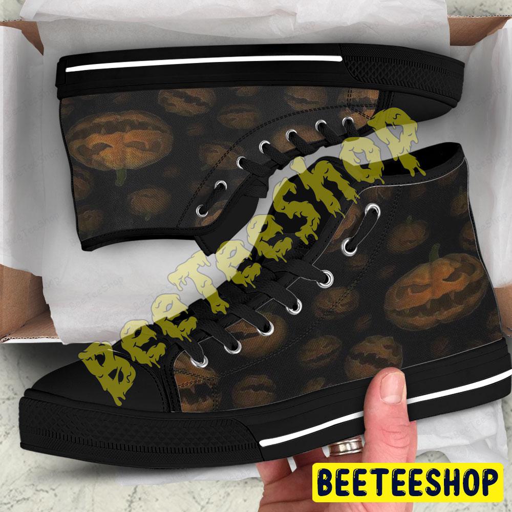 Pumpkins Halloween Pattern 189 Beeteeshop Adults High Top Canvas Shoes