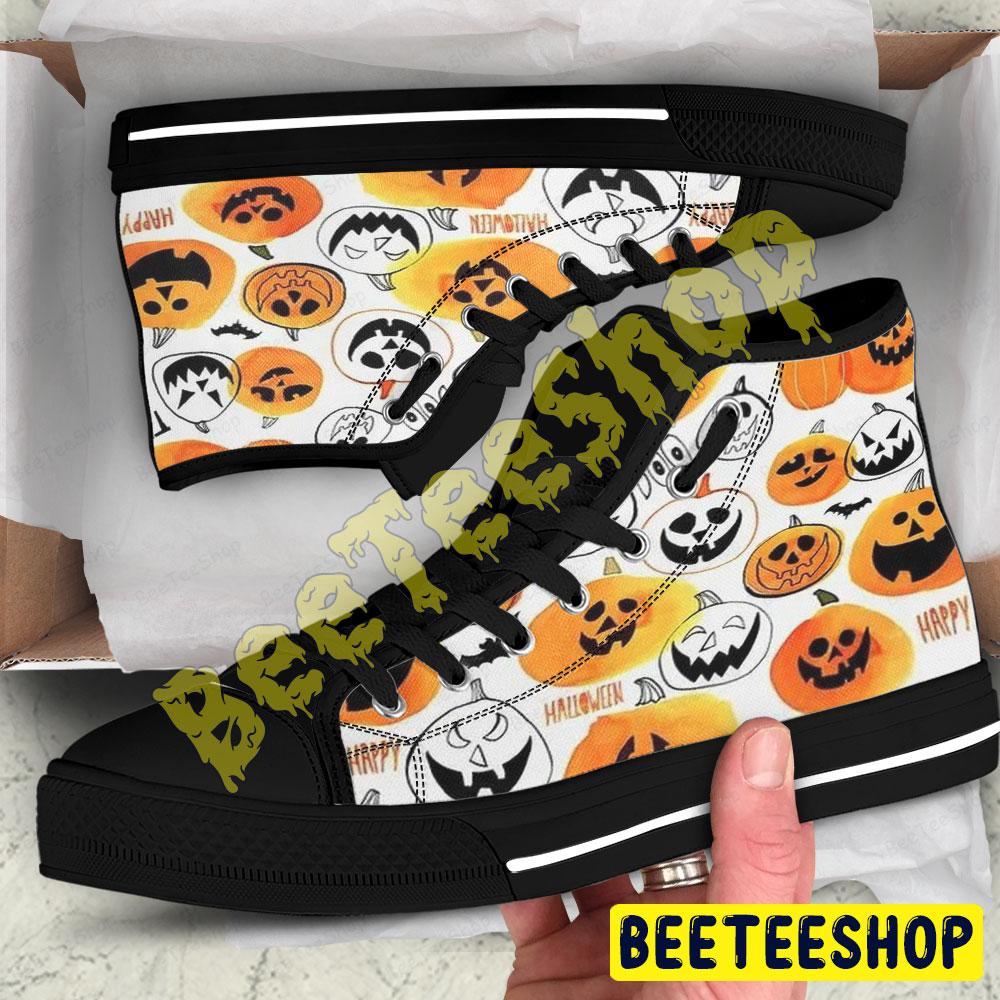 Pumpkins Halloween Pattern 204 Beeteeshop Adults High Top Canvas Shoes