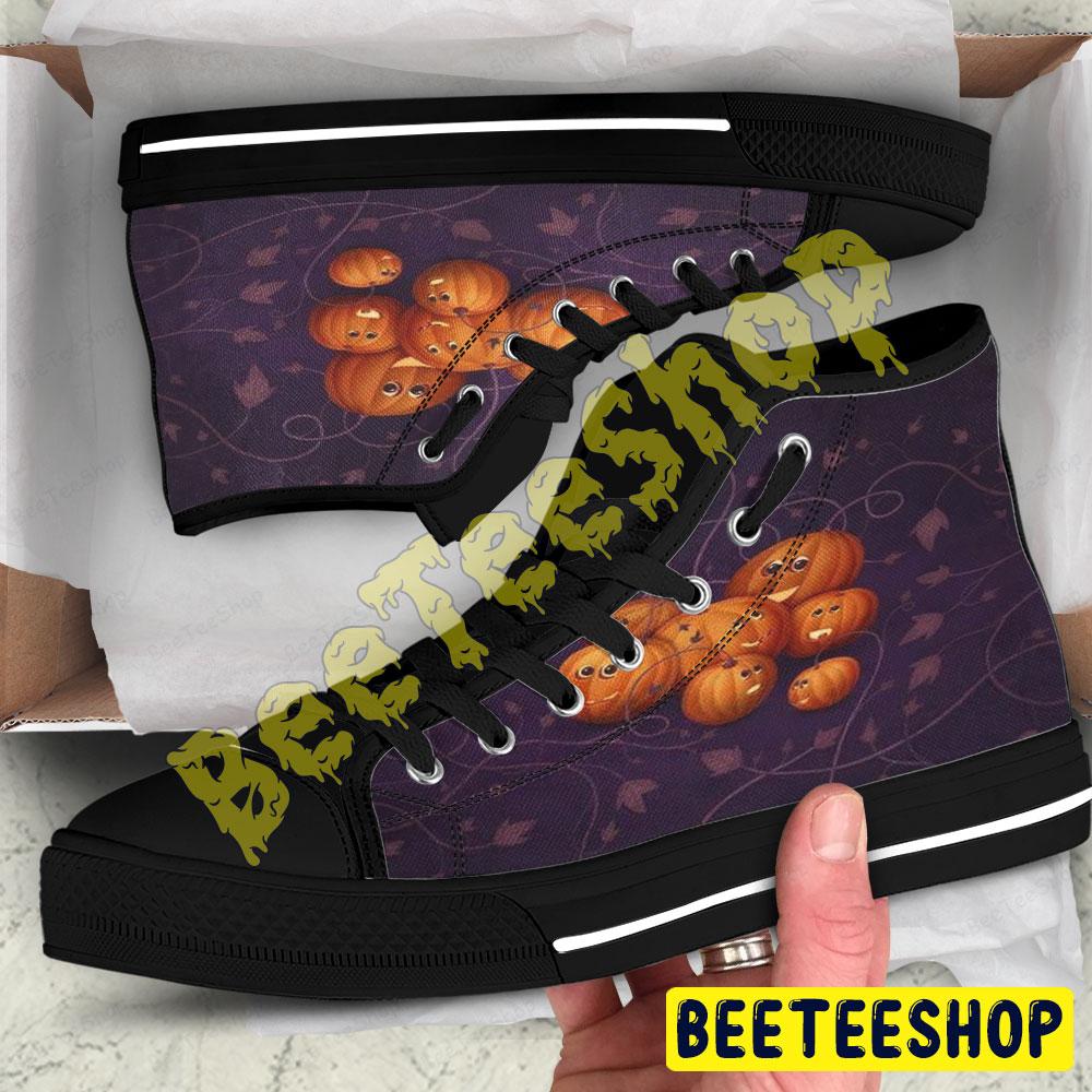 Pumpkins Halloween Pattern 228 Beeteeshop Adults High Top Canvas Shoes