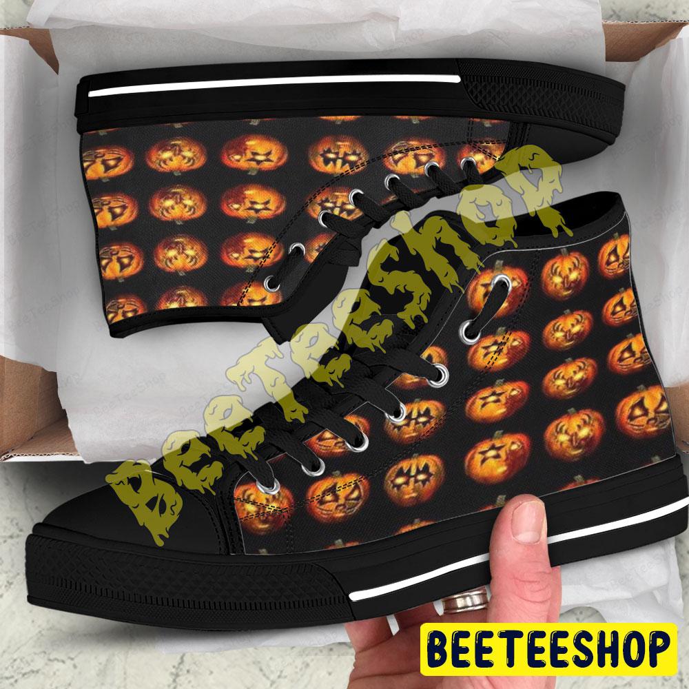 Pumpkins Halloween Pattern 267 Beeteeshop Adults High Top Canvas Shoes