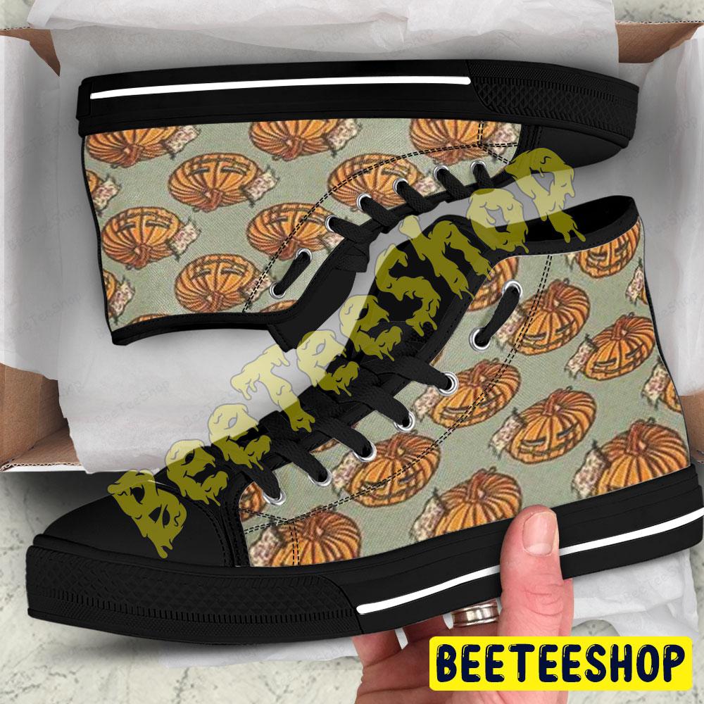 Pumpkins Halloween Pattern 318 Beeteeshop Adults High Top Canvas Shoes