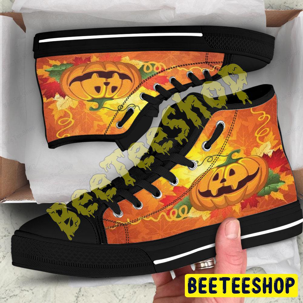 Pumpkins Halloween Pattern 331 Beeteeshop Adults High Top Canvas Shoes