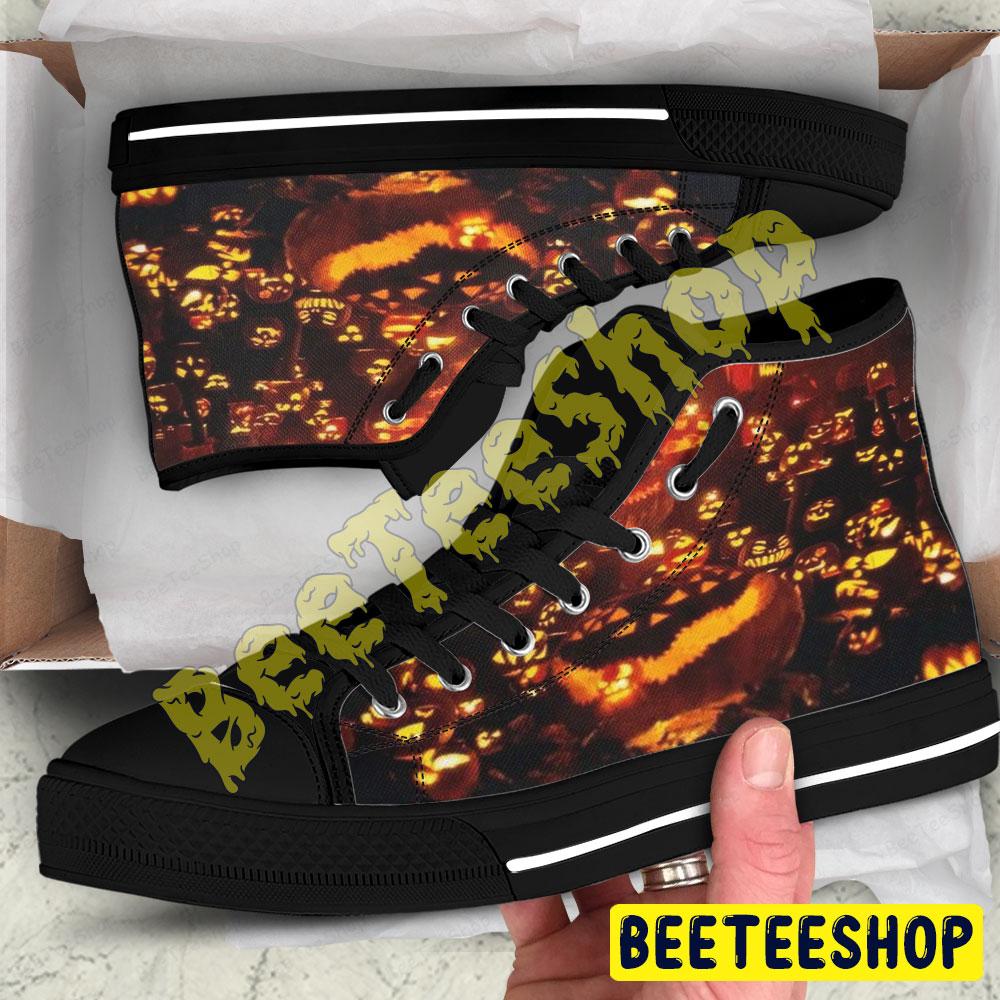 Pumpkins Halloween Pattern 408 Beeteeshop Adults High Top Canvas Shoes