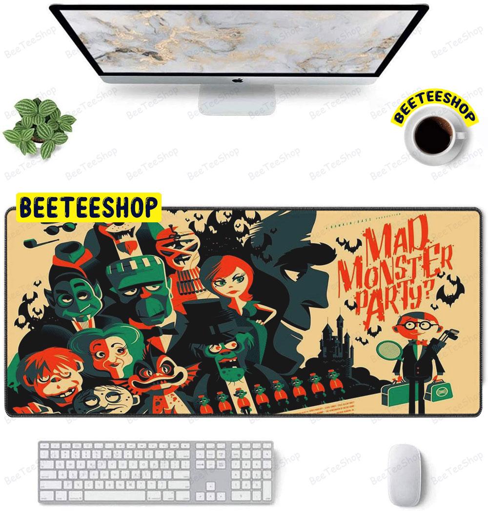 Retro Graphic Mad Monster Party Halloween Beeteeshop Mouse Pad