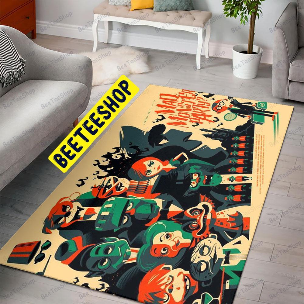 Retro Graphic Mad Monster Party Halloween Beeteeshop Rug Rectangle