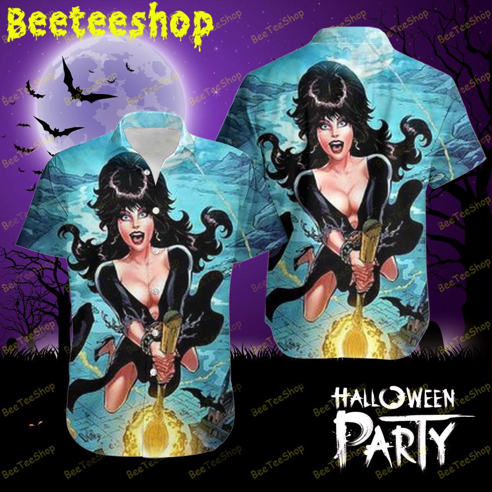 Riding A Broomstick Elvira Mistress Of The Dark Halloween Beeteeshop Hawaii Shirt