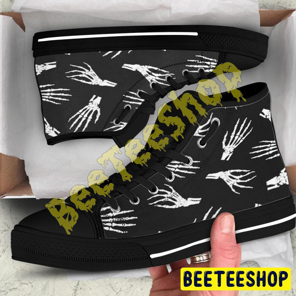 Skeletons Halloween Pattern 155 Beeteeshop Adults High Top Canvas Shoes