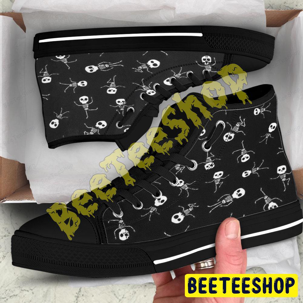 Skeletons Halloween Pattern 280 Beeteeshop Adults High Top Canvas Shoes