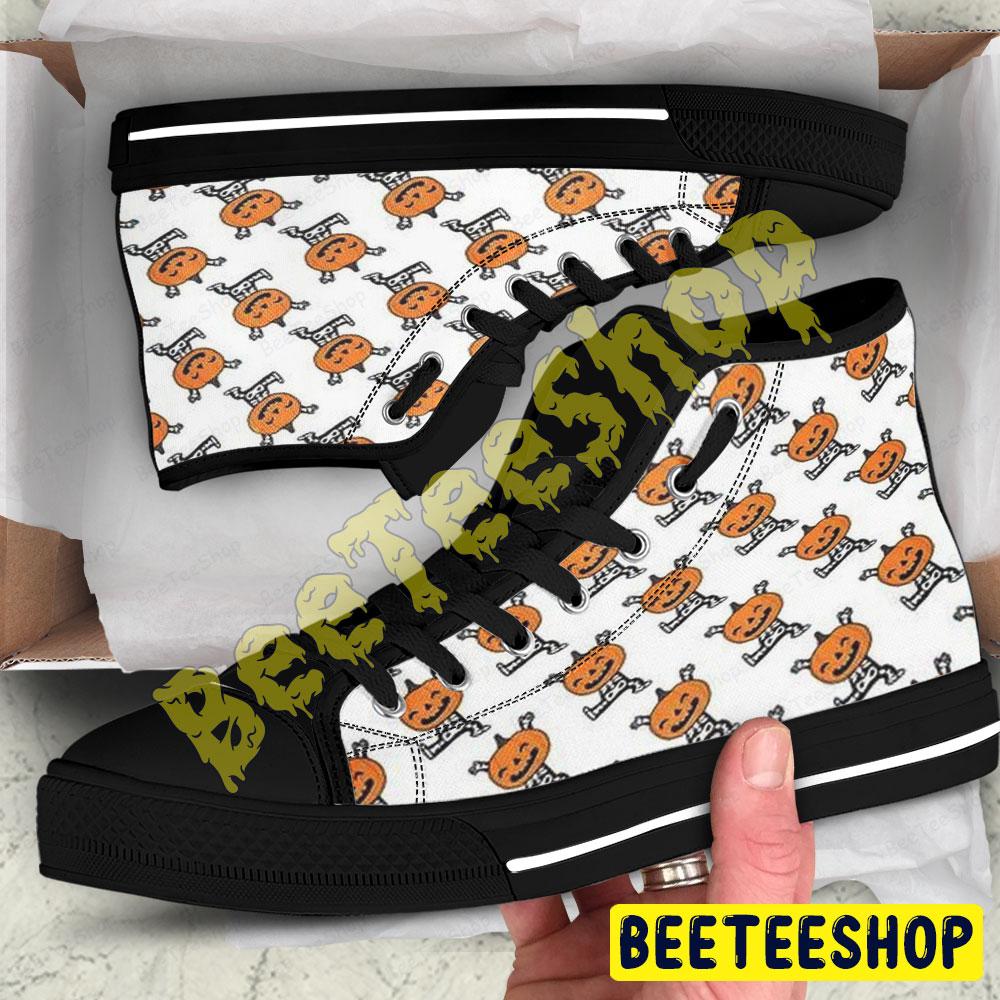 Skeletons Pumpkins Halloween Pattern 289 Beeteeshop Adults High Top Canvas Shoes