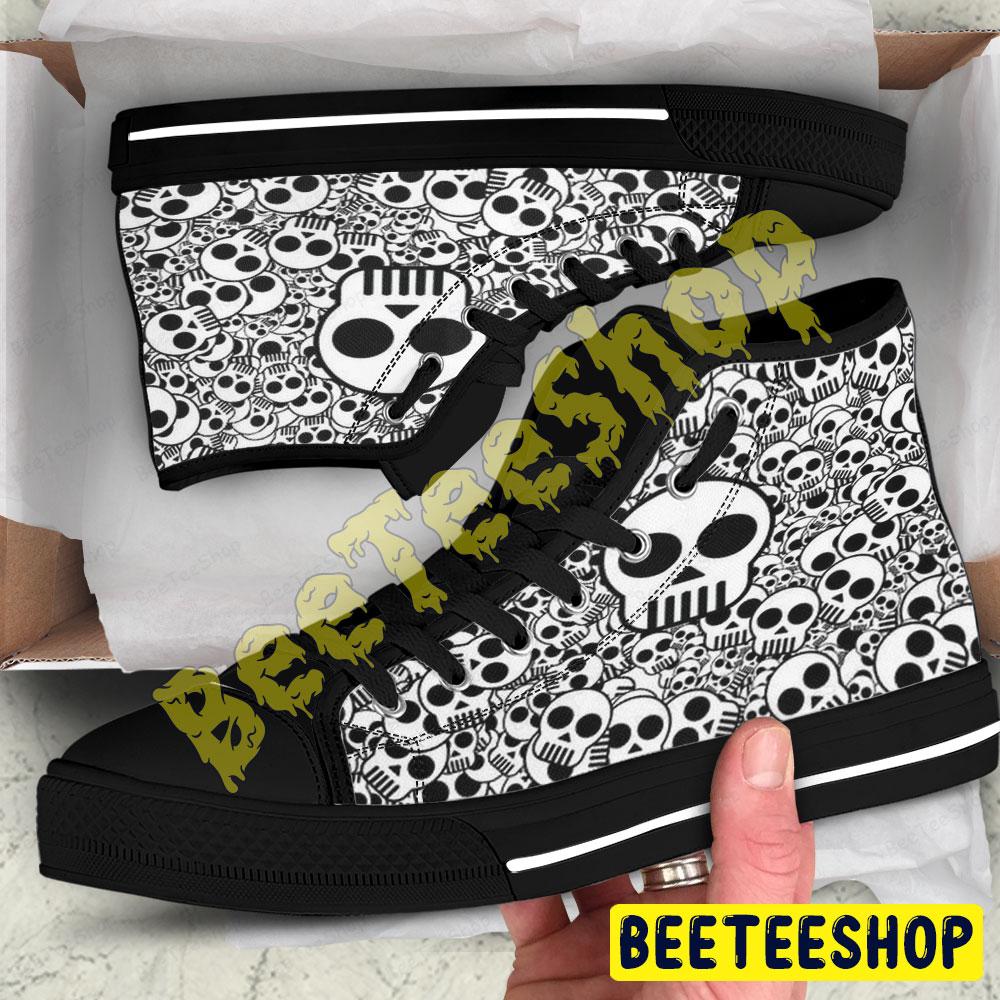 Skulls Halloween Pattern 326 Beeteeshop Adults High Top Canvas Shoes