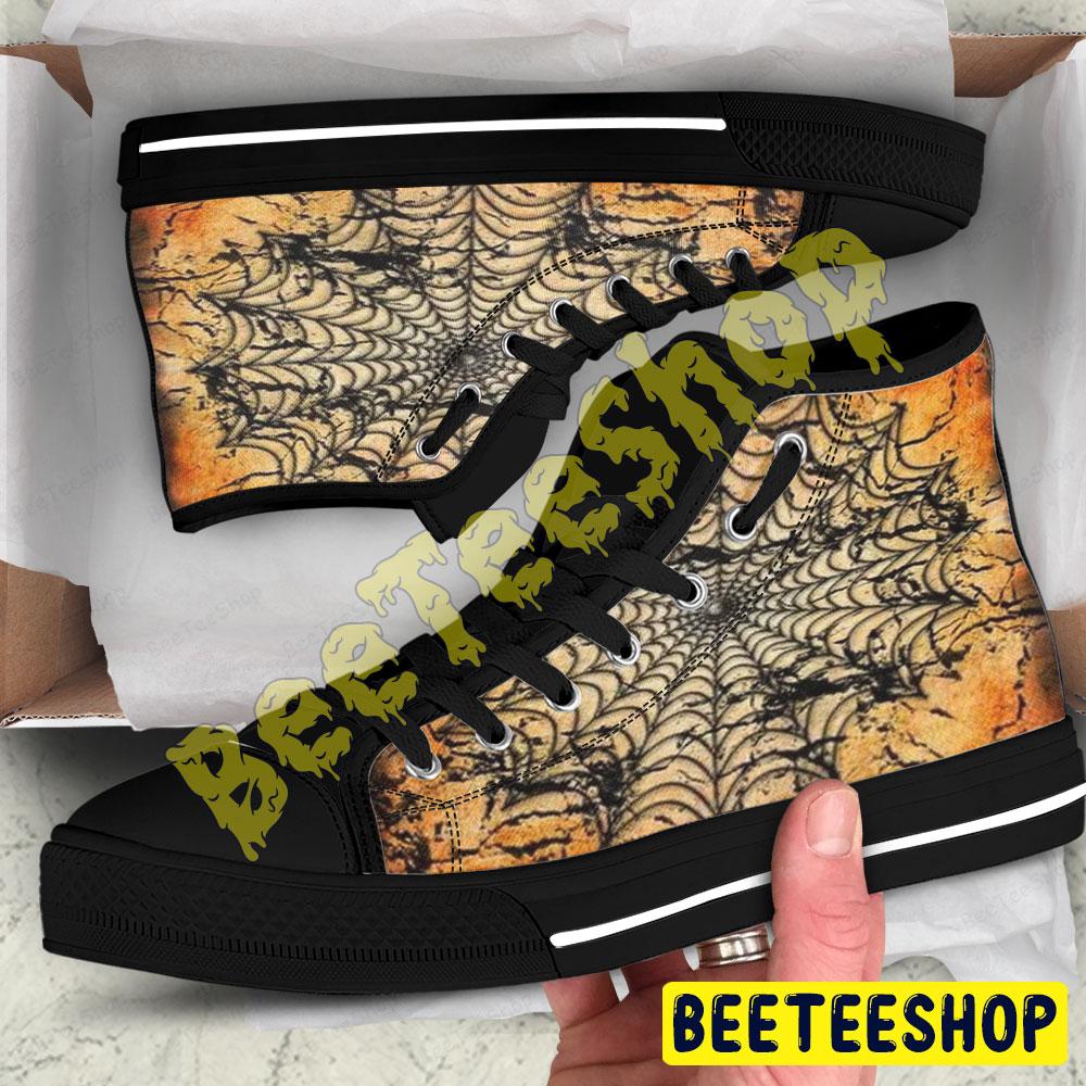 Spiders Halloween Pattern 162 Beeteeshop Adults High Top Canvas Shoes